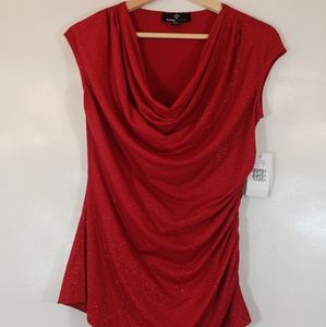 NWT Ronni Nicole Sparkly Red Sleeveless Blouse S